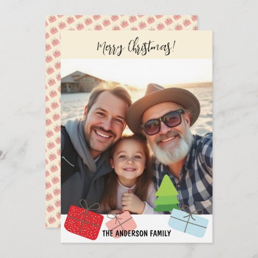可愛いカラフルメリークリスマスワンフォト シーズンカード (正面/裏面)