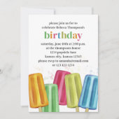 可愛いカラフルモダン誕生日 招待状 (正面)