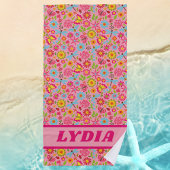 可愛いカラフルモノグガーリーラムファーストネームの子供 ビーチタオル