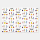 可愛いカラフルモンスタおもしろいーズ子供の誕生日名 ラッピングペーパーシート (正面2)