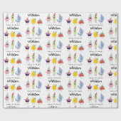 可愛いカラフルモンスタおもしろいーズ子供の誕生日名 ラッピングペーパー (フラット)