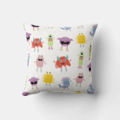 可愛いカラフルモンスターズおもしろいキッズパターン クッション (裏面)