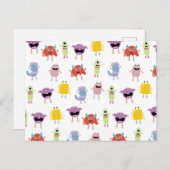 可愛いカラフルモンスターズおもしろいキッズパターン シーズンポストカード (正面/裏面)