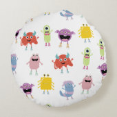 可愛いカラフルモンスターズおもしろいキッズパターン ラウンドクッション (裏面)