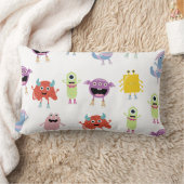 可愛いカラフルモンスターズおもしろいキッズパターン ランバークッション (ブランケット)