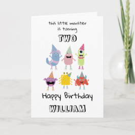 可愛いカラフルモンスターズおもしろいボーイズ誕生日パーティー カード