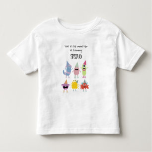 可愛いカラフルモンスターズおもしろいボーイズ誕生日パーティー トドラーTシャツ