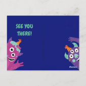 可愛いカラフルモンスターズ誕生日招待状カード ポストカード (裏面)