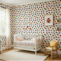 可愛いカラフルラディバグパターンの子供の壁紙