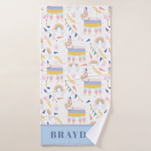 可愛いカラフルラマ虹キッズタオル バスタオル (バスタオル)