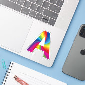 可愛いカラフルレインボアルファベットA シール (ノートパソコンとiPhone)