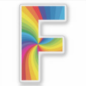 可愛いカラフルレインボアルファベットF シール (正面)