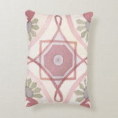 可愛いカラフルレトロ水彩柄ピンクグリーン アクセントクッション (裏面(縦))