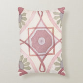 可愛いカラフルレトロ水彩柄ピンクグリーン アクセントクッション (正面(垂直))