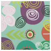 可愛いカラフルレトロ漫画花柄 ファブリック (クローズアップ)