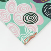 可愛いカラフルレトロ漫画花柄 フリースブランケット (角)