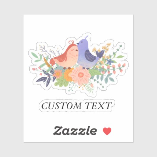 可愛いカラフルロブバード春の花ブーケ シール (シート)