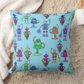 可愛いカラフルロボット クッション (ブランケット)