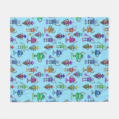 可愛いカラフルロボット フリースブランケット (正面(横))