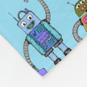 可愛いカラフルロボット フリースブランケット (角)
