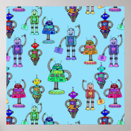 可愛いカラフルロボット ポスター