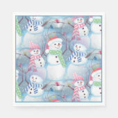 可愛いカラフル冬おもしろい季雪だるま柄 スタンダードランチョンナプキン (正面)