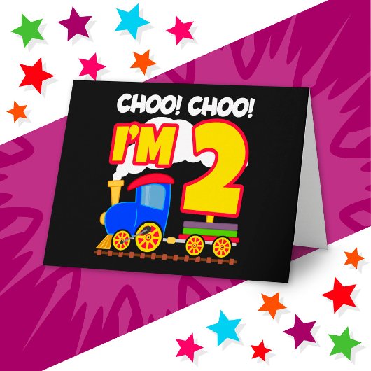 可愛いカラフル列車2歳の誕生日チョオChoo I'm 2 カード