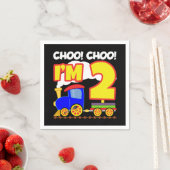 可愛いカラフル列車2歳の誕生日チョオChoo I'm 2 スタンダードカクテルナプキン (インサイチュ)