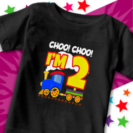 可愛いカラフル列車2歳の誕生日チョオChoo I'm 2 ベビーTシャツ