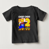 可愛いカラフル列車2歳の誕生日チョオChoo I'm 2 ベビーTシャツ (正面)