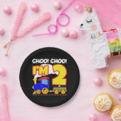 可愛いカラフル列車2歳の誕生日チョオChoo I'm 2 ペーパープレート (パーティー)