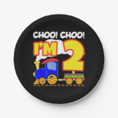 可愛いカラフル列車2歳の誕生日チョオChoo I'm 2 ペーパープレート (正面)