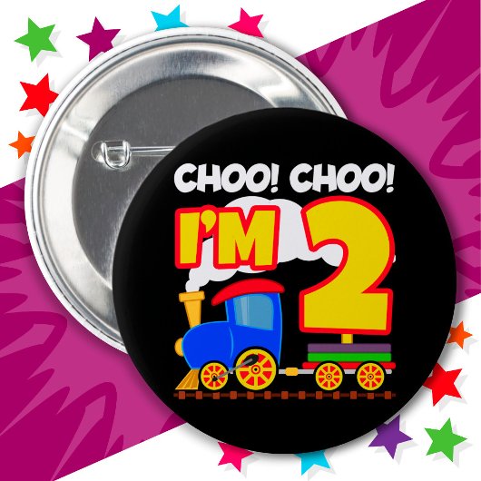 可愛いカラフル列車2歳の誕生日チョオChoo I'm 2 缶バッジ