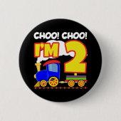 可愛いカラフル列車2歳の誕生日チョオChoo I'm 2 缶バッジ (正面)