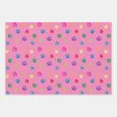 可愛いカラフル前柄の柄ピンク青パープル ラッピングペーパーシート (正面)