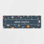 可愛いカラフル宇宙パターン子供の名前 ラベル (デザイン2)