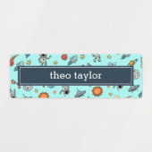 可愛いカラフル宇宙パターン子供の名前 ラベル (デザイン1)