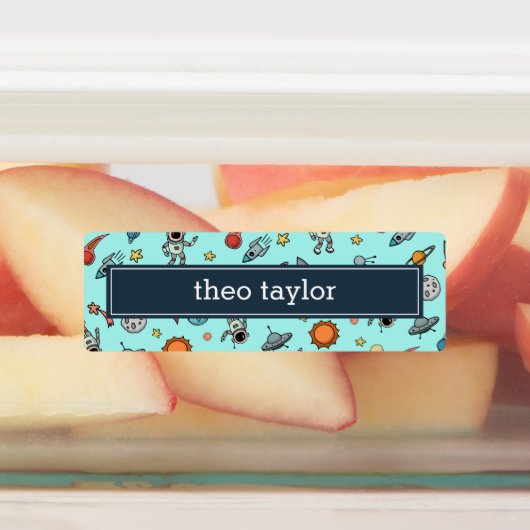可愛いカラフル宇宙パターン子供の名前 ラベル (貼付)