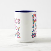 可愛いカラフル平和ラブジョイクリスマス&ハヌカー マグカップ (中央)