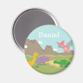 可愛いカラフル恐竜のキッズマグネット マグネット (正面/裏面)