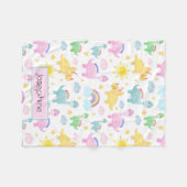 可愛いカラフル恐竜のパタガーリーーン名 フリースブランケット (正面(横))