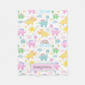 可愛いカラフル恐竜のパタガーリーーン名 フリースブランケット (正面)