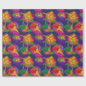 可愛いカラフル恐竜のパターン ラッピングペーパー (フラット)