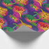 可愛いカラフル恐竜のパターン ラッピングペーパー (角)