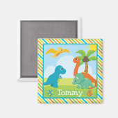 可愛いカラフル恐竜の友達の子供 マグネット (正面/裏面)