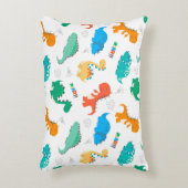 可愛いカラフル恐竜の図解入りの、写真付きの柄 アクセントクッション (正面(垂直))