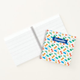 可愛いカラフル恐竜の図解入りの、写真付きの柄 ノートブック