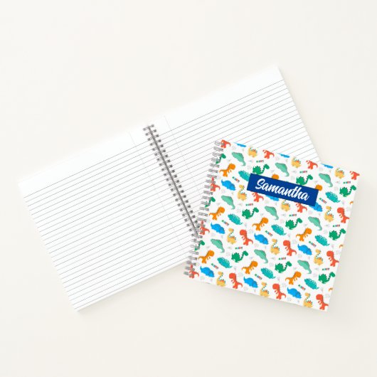 可愛いカラフル恐竜の図解入りの、写真付きの柄 ノートブック (内部)