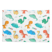 可愛いカラフル恐竜の図解入りの、写真付きの柄 枕カバー (裏面-左)