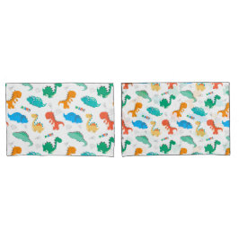 可愛いカラフル恐竜の図解入りの、写真付きの柄 枕カバー